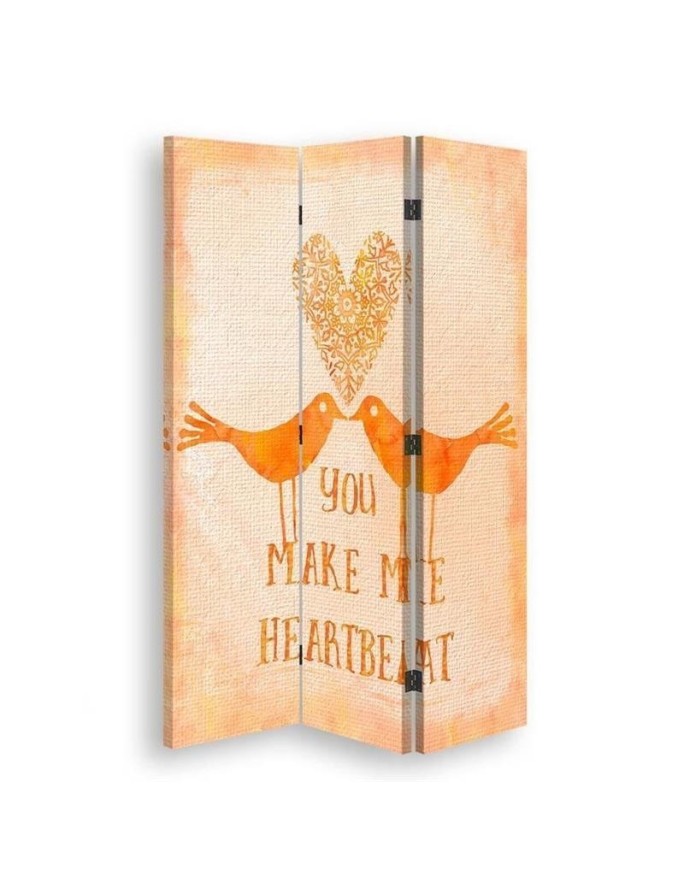 Modern room divider - Two birds on orange background | FEEBY