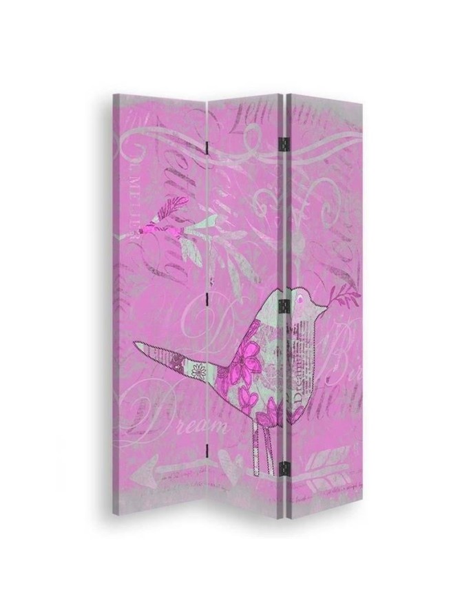 Decorative screen - Bird on pink background | FEEBY