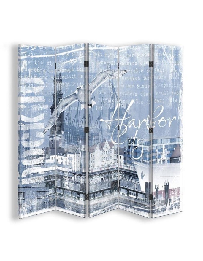 Practical room divider - Panorama of a city blue | FEEBY