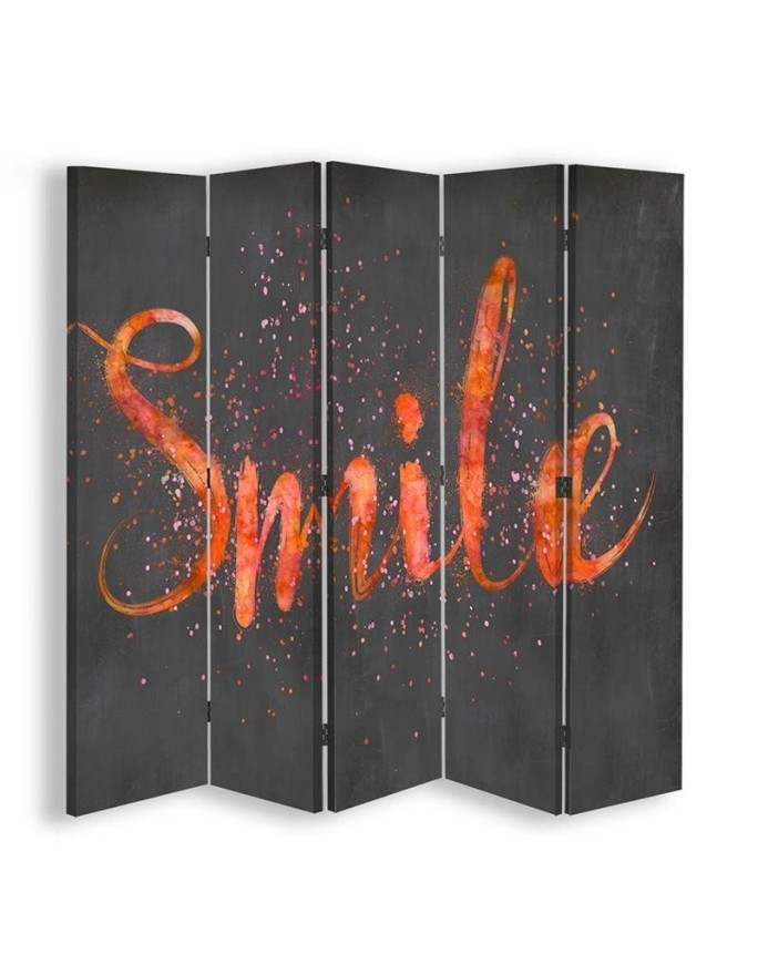 Living room divider - Smile orange lettering | FEEBY
