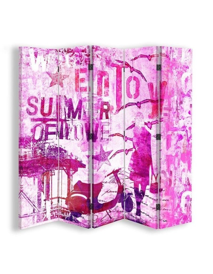 Multipart screen - Pink lettering and female figure | FEEBY