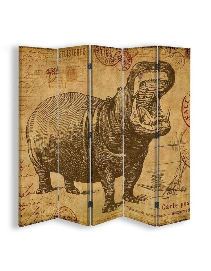 Double-sided room divider - Hippopotamus with open face | FEEBY
