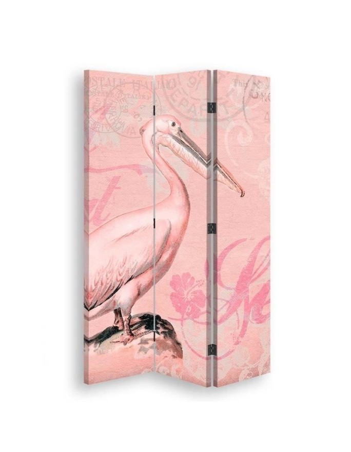 Modern room divider - Pelican on pink background | FEEBY