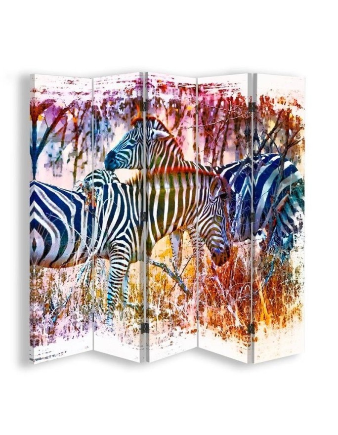 Bedroom divider - Two colourful zebras | FEEBY