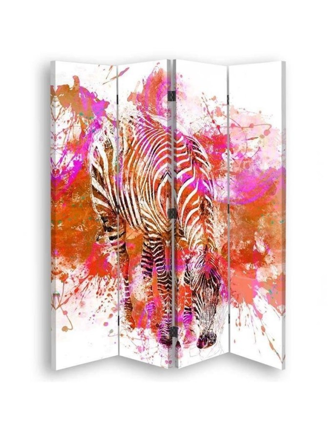 Practical bathroom divider - Coloured zebra watercolour | FEEBY