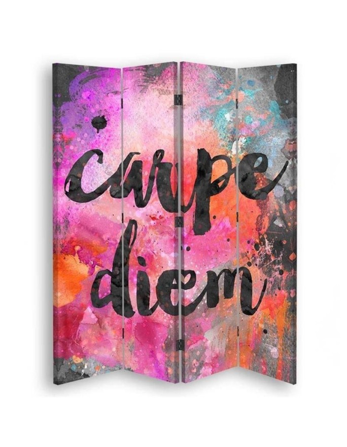 Living room divider - Carpe diem lettering on coloured background | FEEBY