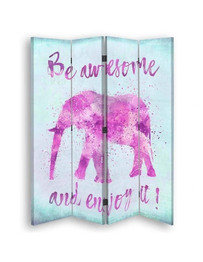 Multipart screen - Inscription and figure of a pink elephant | FEEBY