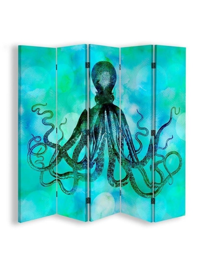 Bathroom divider - Green and blue octopus | FEEBY
