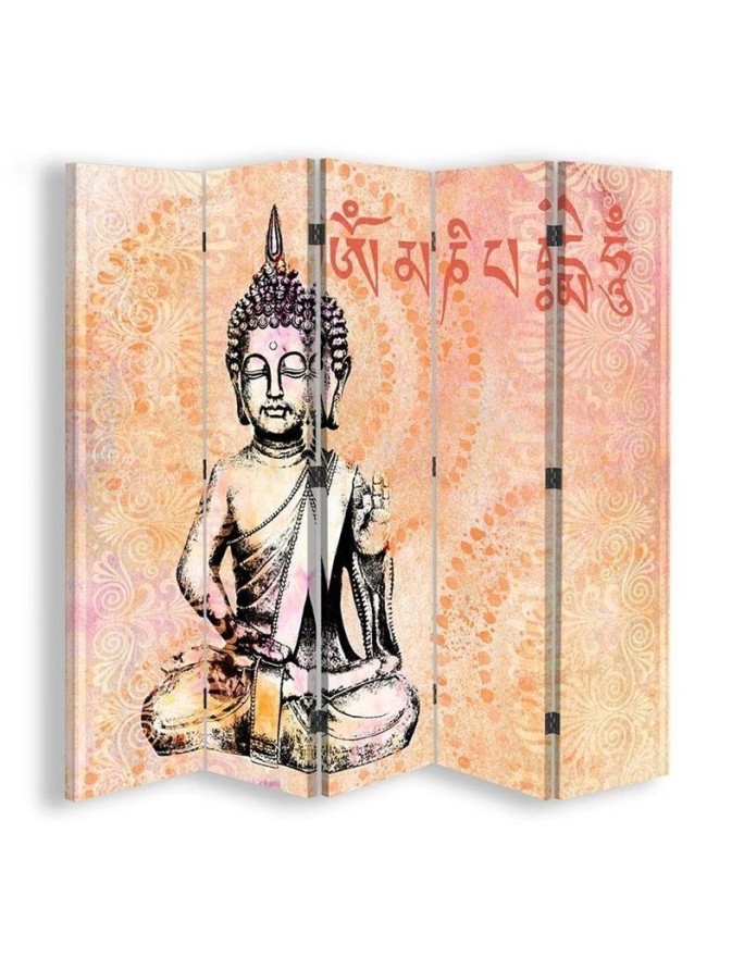 Decorative room divider - Small buddha on orange background | FEEBY