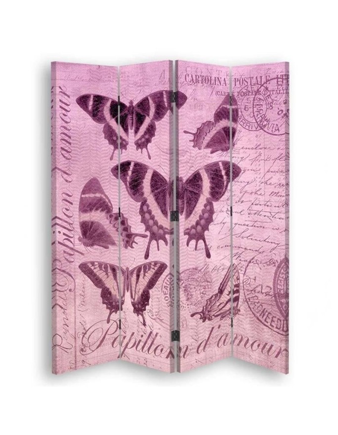 Modern bathroom divider - Butterflies on pink background | FEEBY