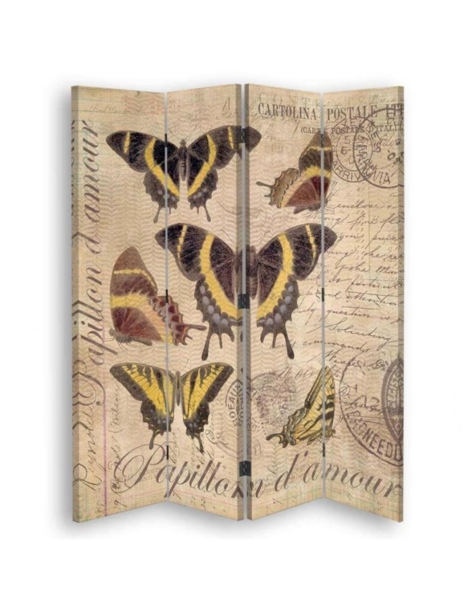 Decorative screen - Butterflies on beige background | FEEBY