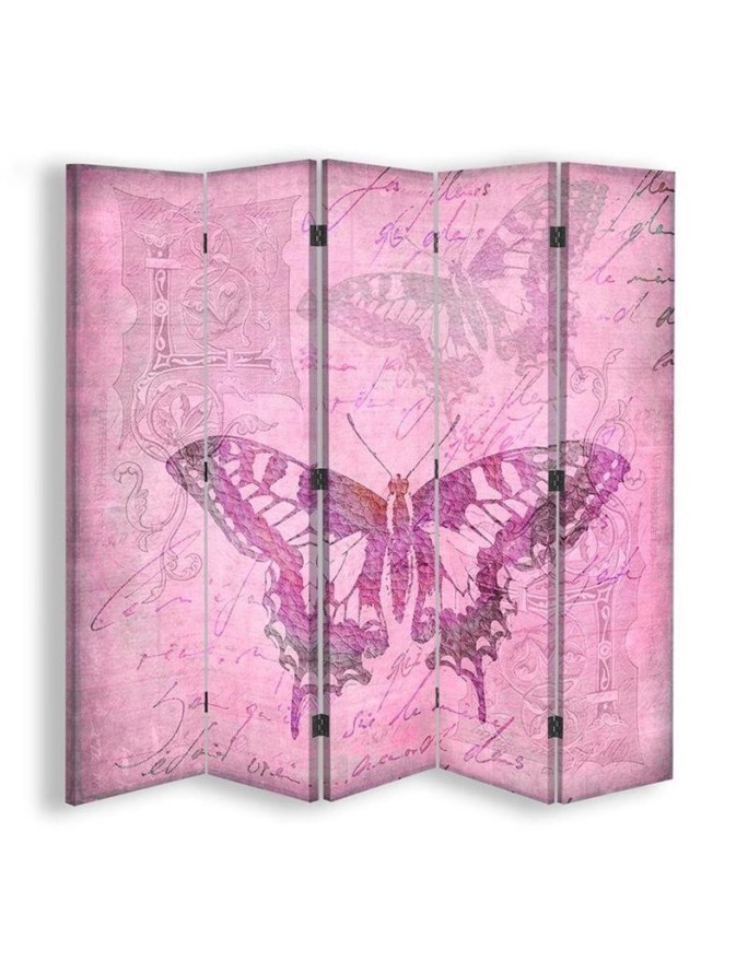 Room divider - Old pink parchment and butterfly | FEEBY