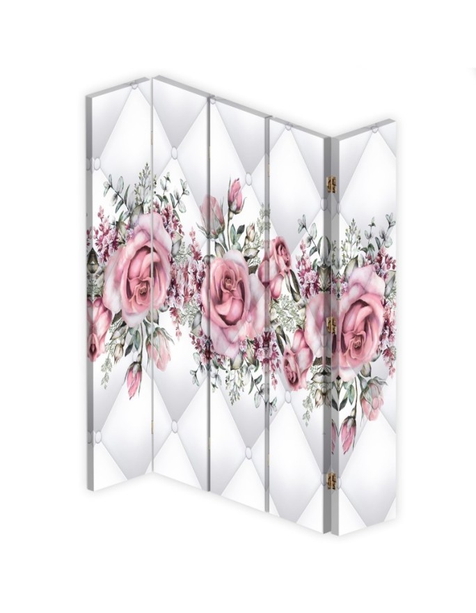 Bedroom divider - Roses on quilted texture | FEEBY