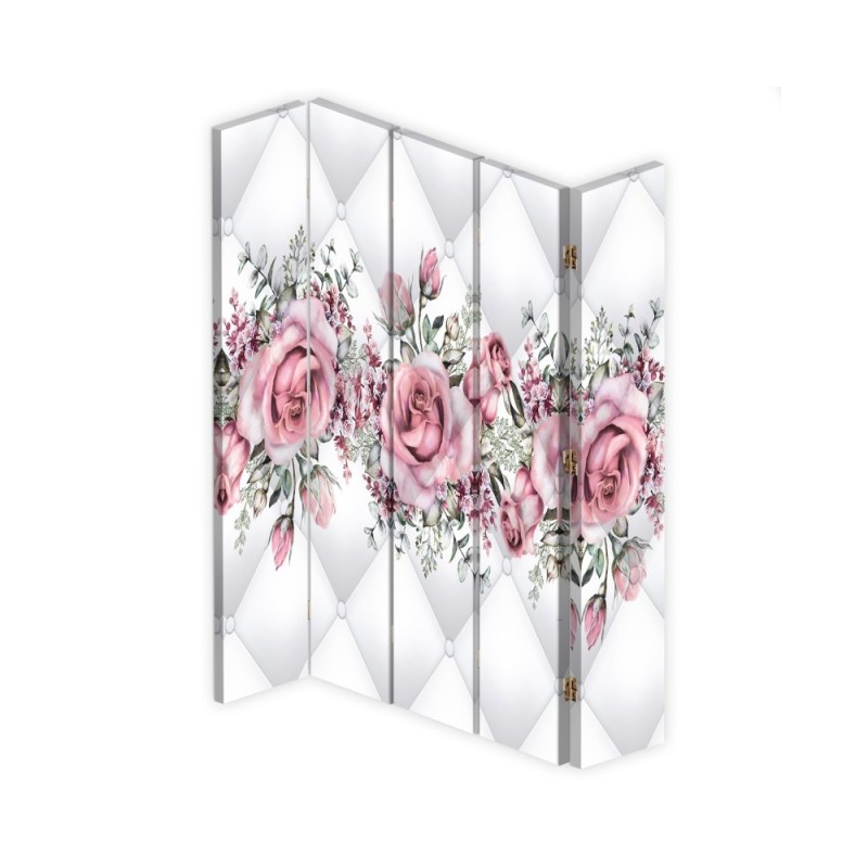 Bedroom divider - Roses on quilted texture | FEEBY