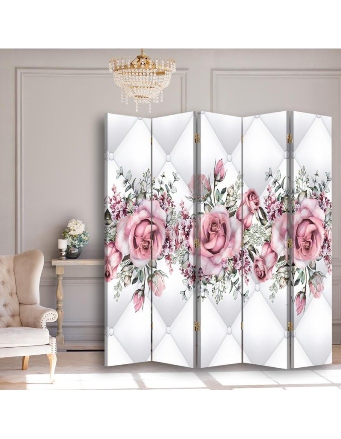 Bedroom divider - Roses on quilted texture | FEEBY