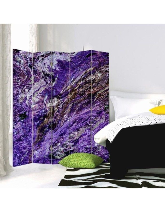 Bedroom divider - Rushing water in purple | FEEBY