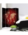 Practical screen - Rustic world map in red | FEEBY
