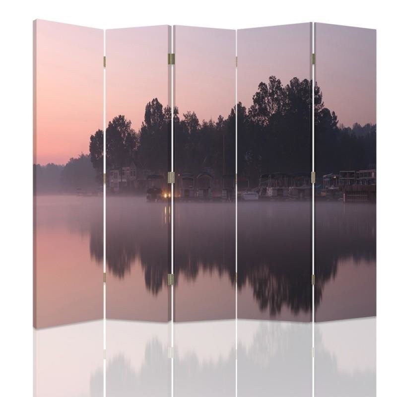 Practical folding screen - Lake in the morning | FEEBY