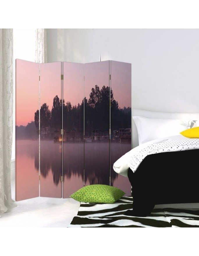 Practical folding screen - Lake in the morning | FEEBY