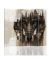Living room divider - Wolf against a forest background in browns | FEEBY