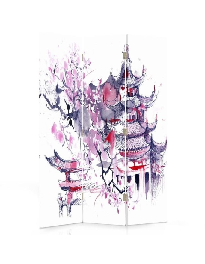room divider - Cherry tree against pagoda background | FEEBY