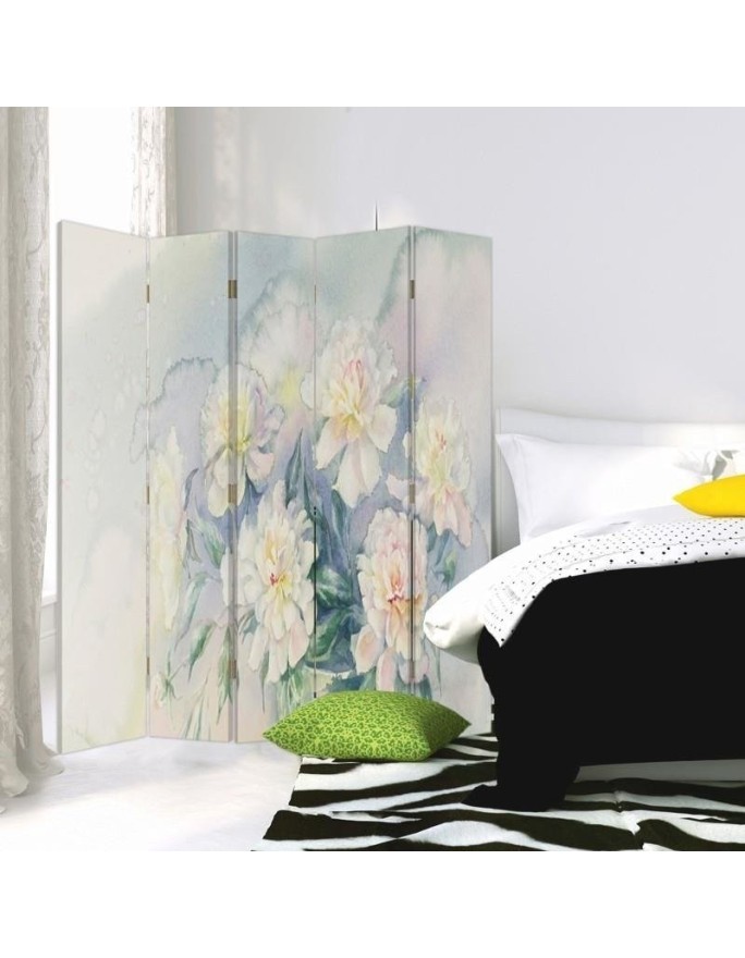 Decorative room divider - Delicate pastel flowers | FEEBY