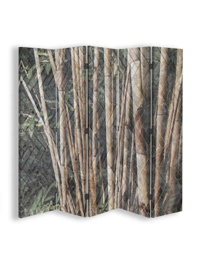 Double-sided screen - Bamboo stalks in brown | FEEBY