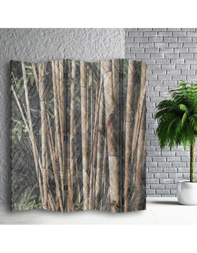 Double-sided screen - Bamboo stalks in brown | FEEBY