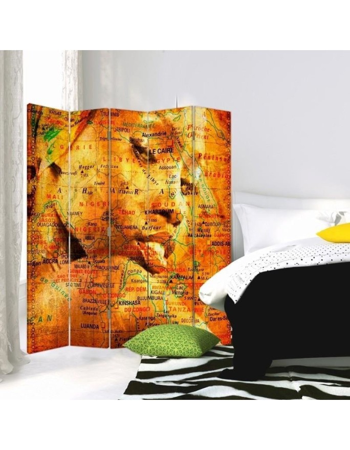 Room divider - Map with portrait of a woman | FEEBY