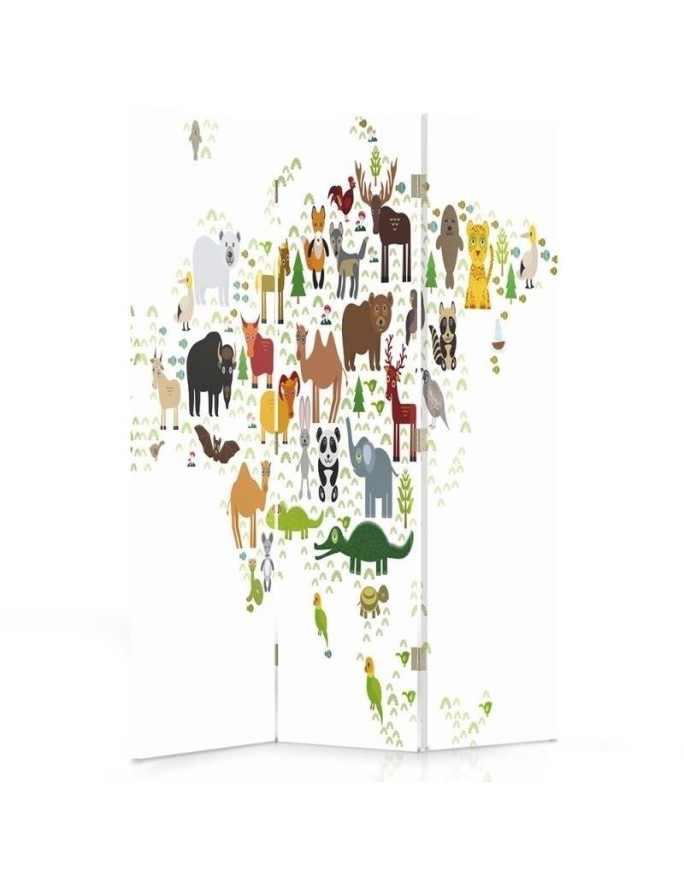 Children's room divider - World map with animals | FEEBY
