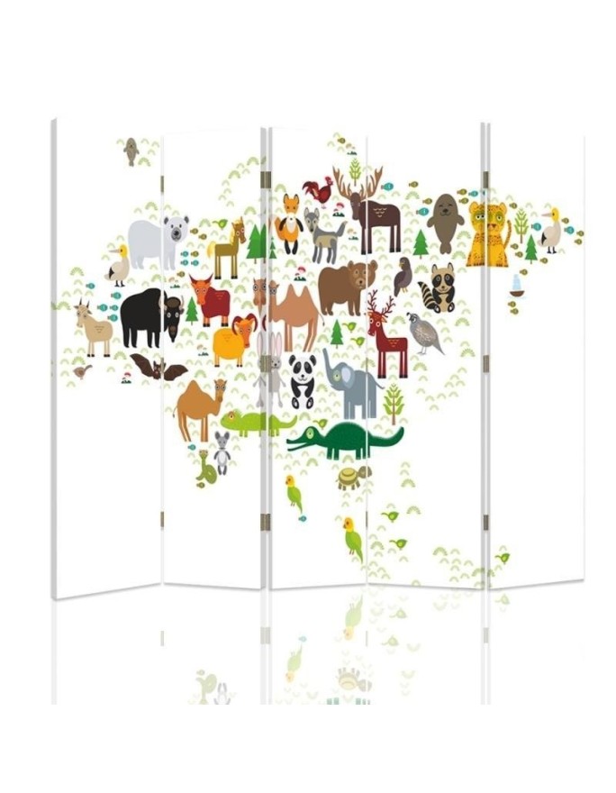 Children's room divider - World map with animals | FEEBY