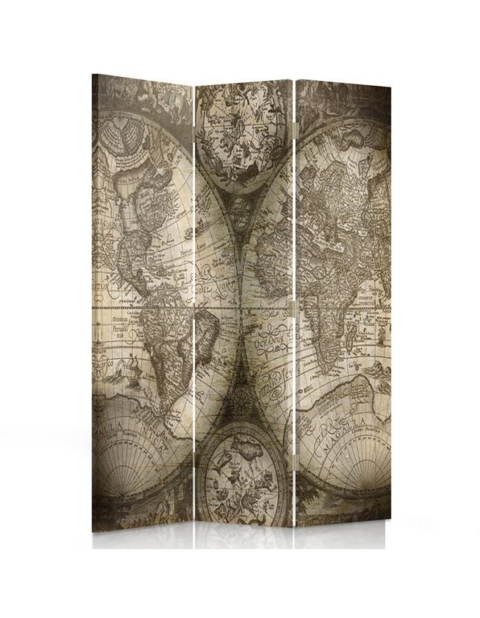 Double-sided folding screen - Antique world map | FEEBY