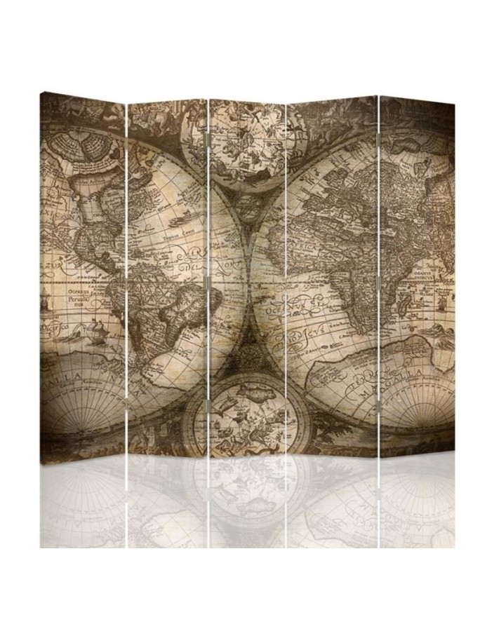 Double-sided folding screen - Antique world map | FEEBY