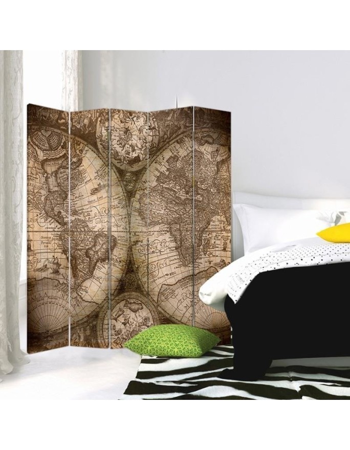 Double-sided folding screen - Antique world map | FEEBY