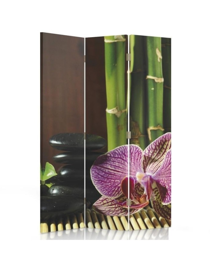Bathroom divider - Zen with pink orchid flower | FEEBY