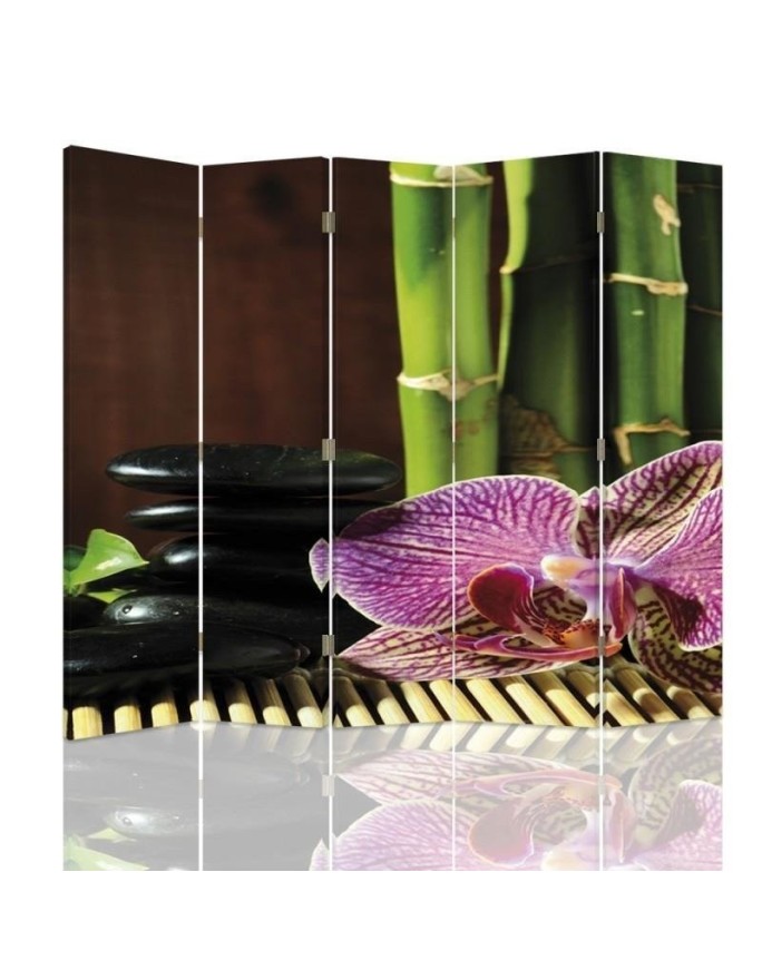 Bathroom divider - Zen with pink orchid flower | FEEBY