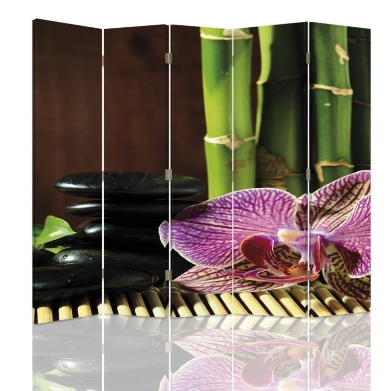 Bathroom divider - Zen with pink orchid flower | FEEBY