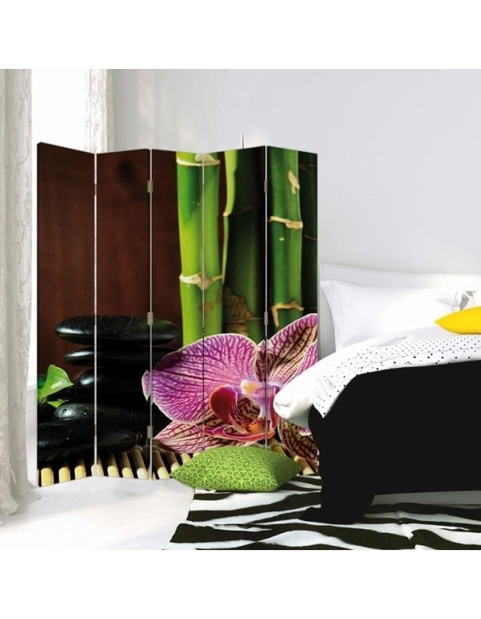 Bathroom divider - Zen with pink orchid flower | FEEBY