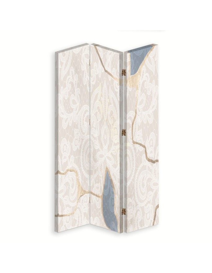 Beige bedroom divider - Delicate pattern in beige | FEEBY