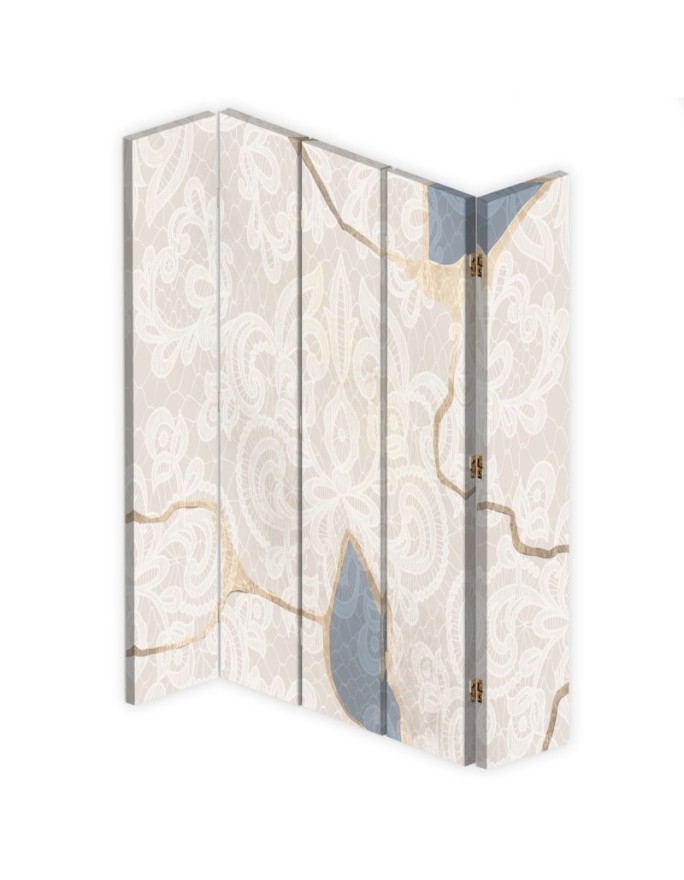 Beige bedroom divider - Delicate pattern in beige | FEEBY
