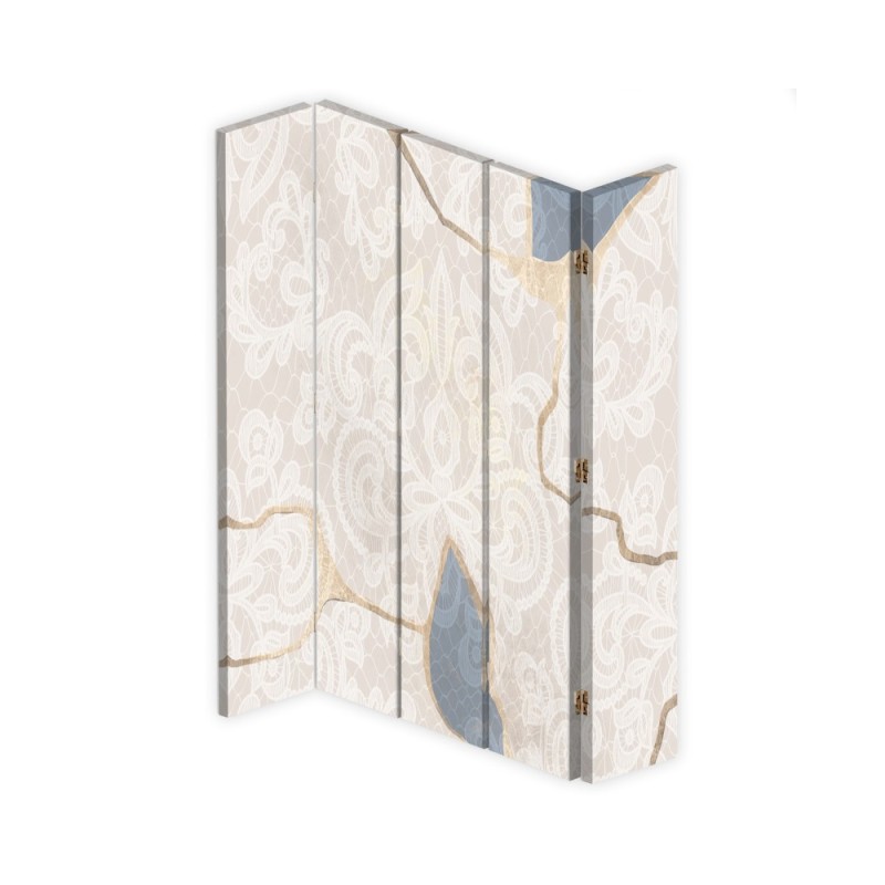 Beige bedroom divider - Delicate pattern in beige | FEEBY