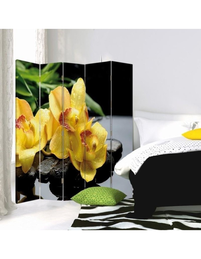 Decorative screen - Black of yellow orchid | FEEBY