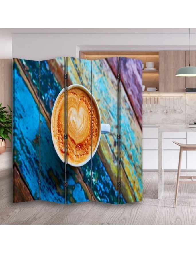 Living room divider - Coffee on a rustic table | FEEBY