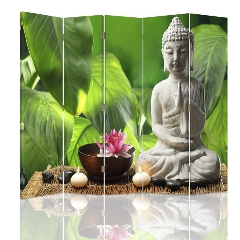 Practical room divider - Buddha on a background of leaves | FEEBY