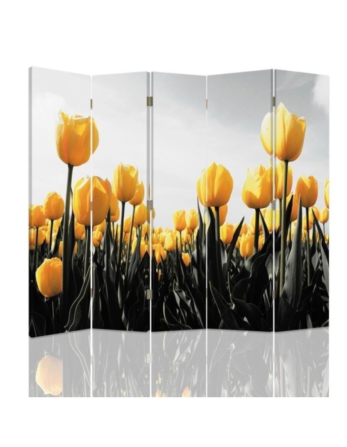 Bedroom divider - Meadow of yellow tulips | FEEBY