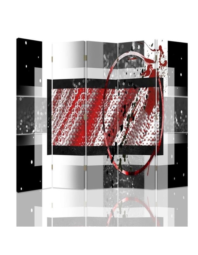 Modern room divider - Abstraction in black and red | FEEBY