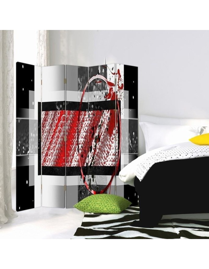 Modern room divider - Abstraction in black and red | FEEBY
