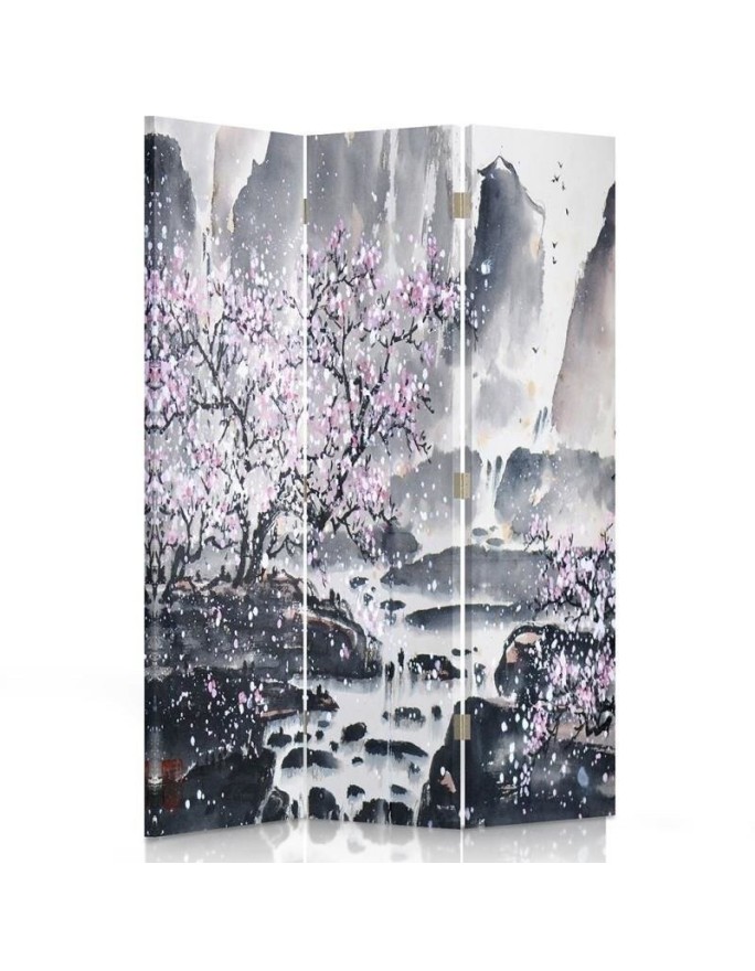 Swivel screen - Cherry blossom by a waterfall | FEEBY