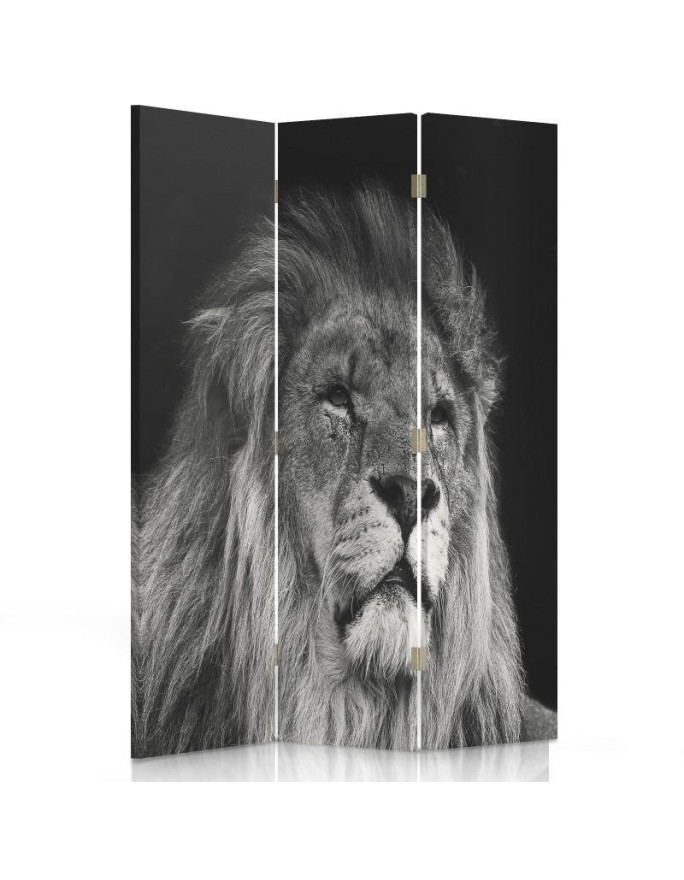 Living room divider - Lion in black and white | FEEBY