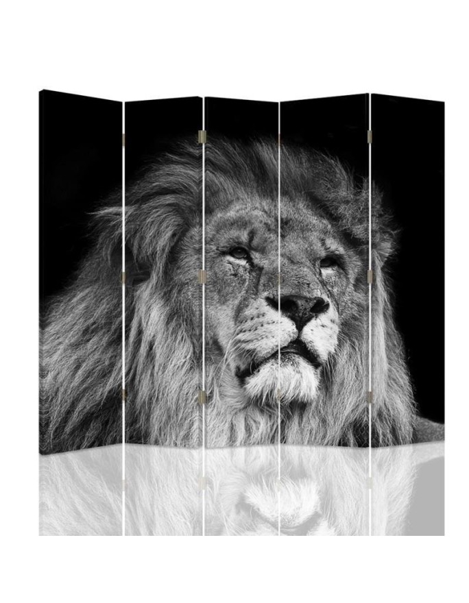 Living room divider - Lion in black and white | FEEBY